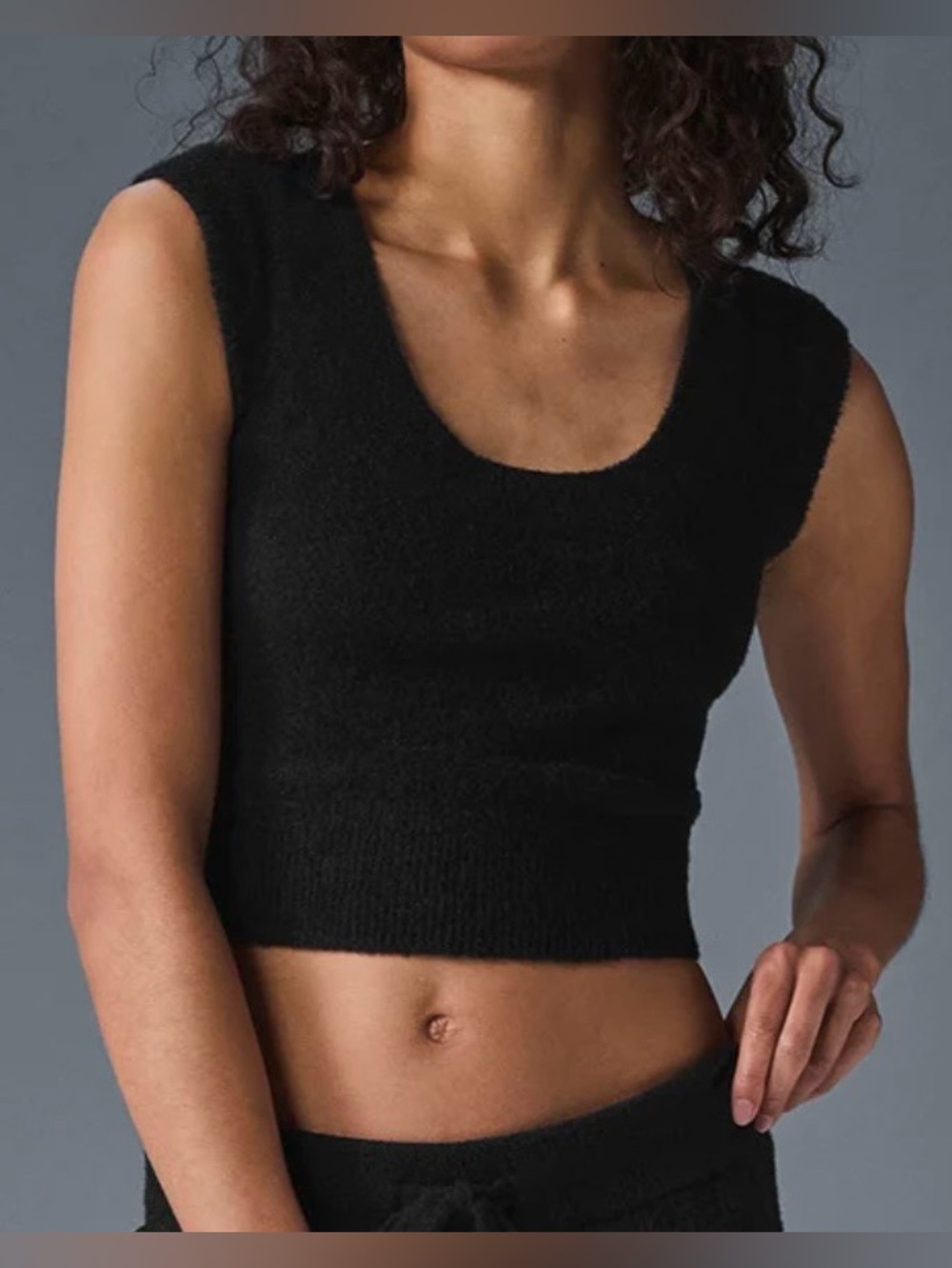 Alo Snuggle Up Sweater Short Sleeve, Black, Women’s Small